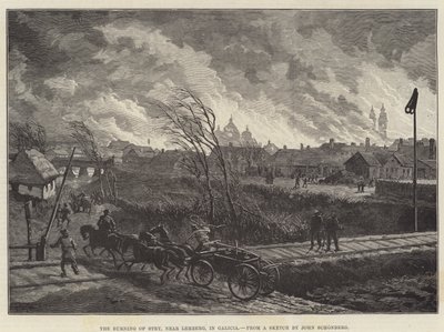 The Burning of Stry, near Lemberg, in Galicia by Johann Nepomuk Schonberg
